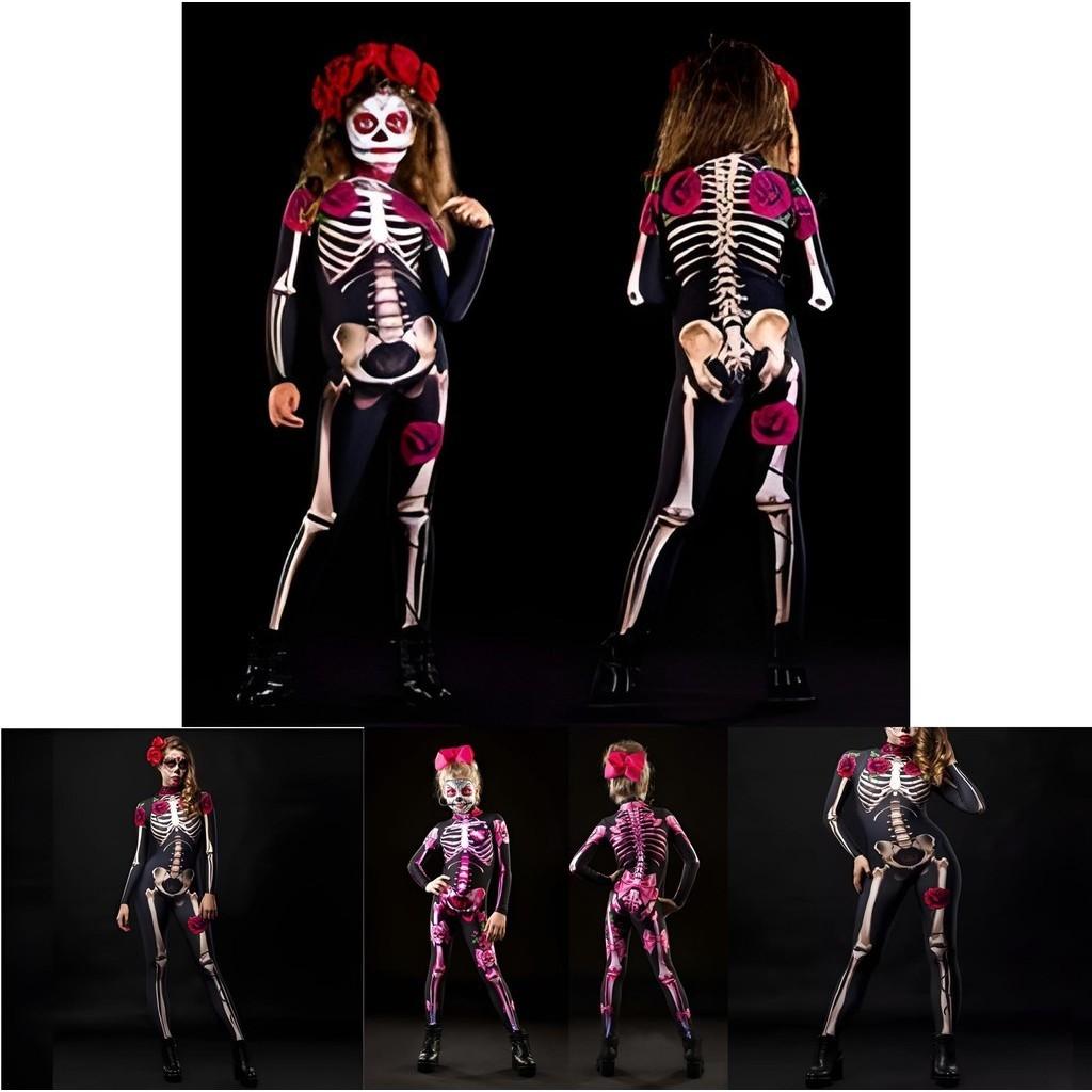 Womens Halloween Skeleton Cosplay Bodysuit Jumpsuit For A Spooky Look