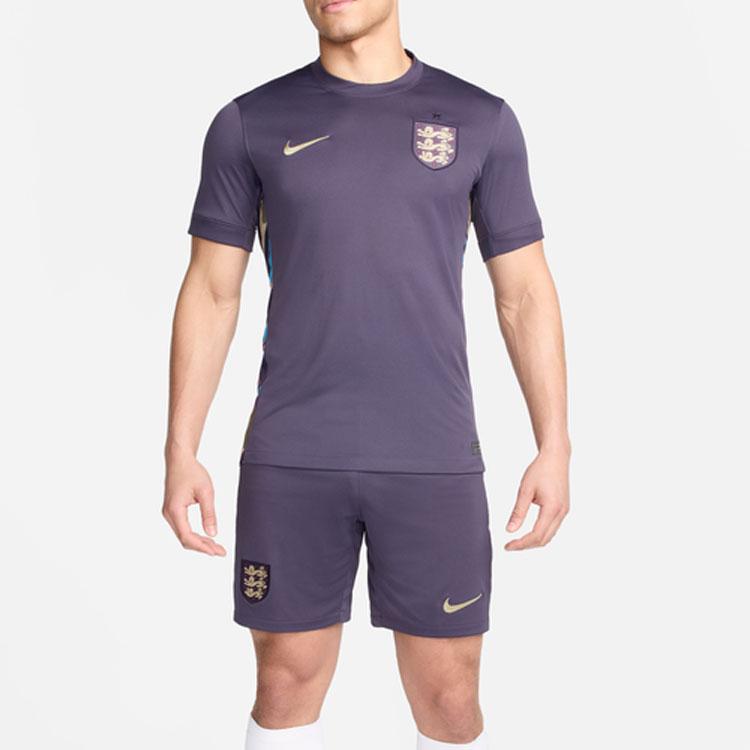 Nike Dri-FIT Quick-Dry Short-Sleeve England Football Jersey 2024/25 Men Tops Black-Purple Sesame-Brown FJ4272-573