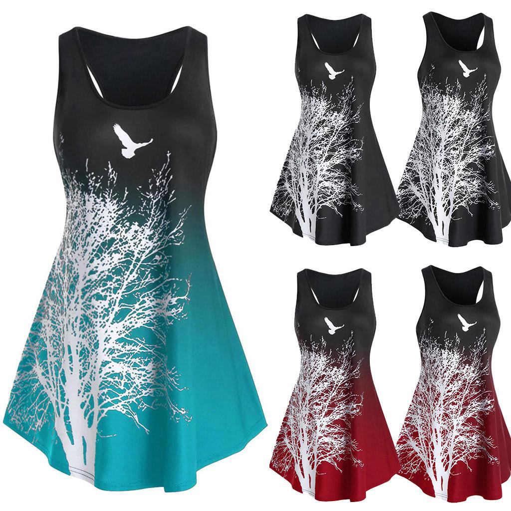 

Women Plus Size Sleeveless Gradient Print Vest Tank Pullover Tops Shirt