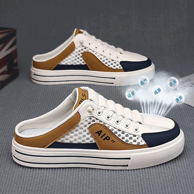 

Тапочки мужские 2025 лето новые уличные ленивые на одном педале повседневные мужские без пятки с закрытым носком полутапочки прилив 44