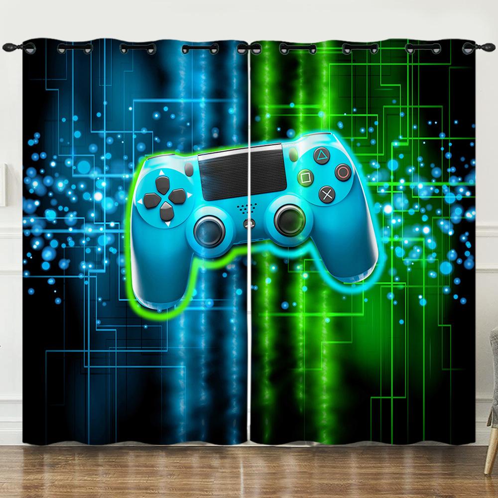Gamepad Gamer Mobile Game Elements 3D Digital Printing Curtain Blackout Punching