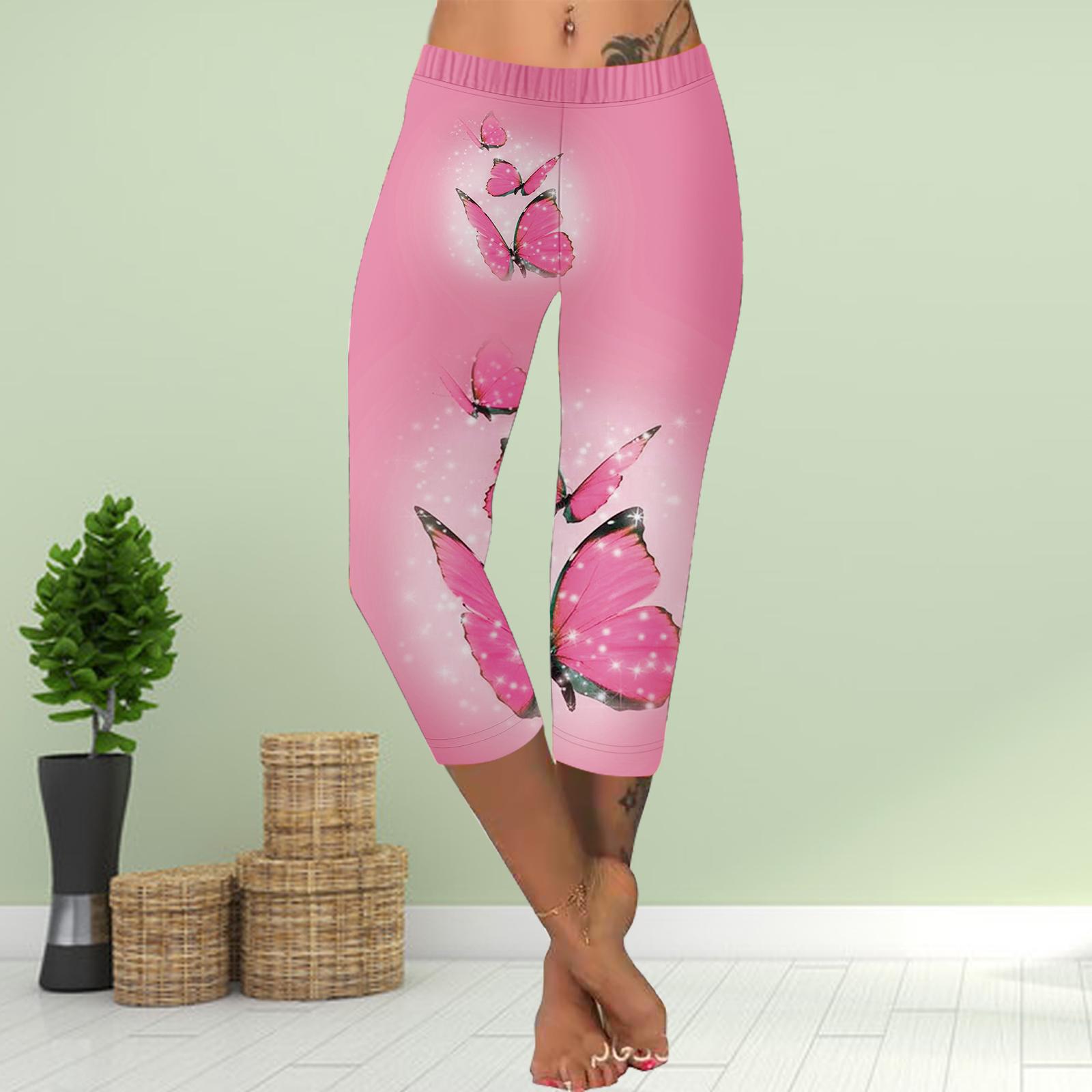 

Брюки летние короткие леггинсы укороченные узкие брюки леггинсы больших размеров женские облегающие брюки с 3D синим изогнутым принтом в виде бабочек 8XL розовый