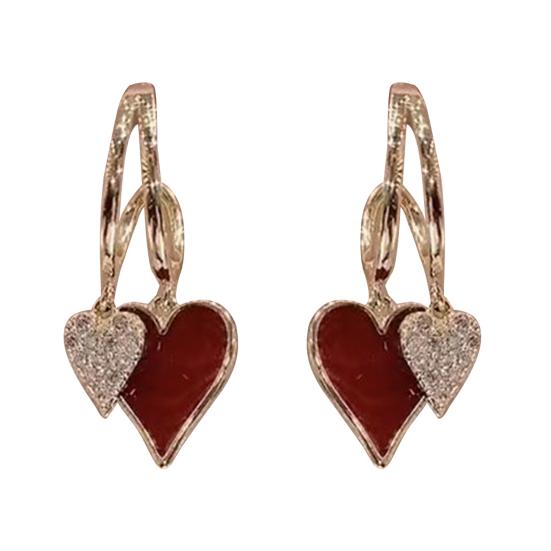 Love Heart Dangle Earrings Women Rhinestone Heart Drop Earrings Sparkling Earrings Valentine's Day Anniversary Gift for Her