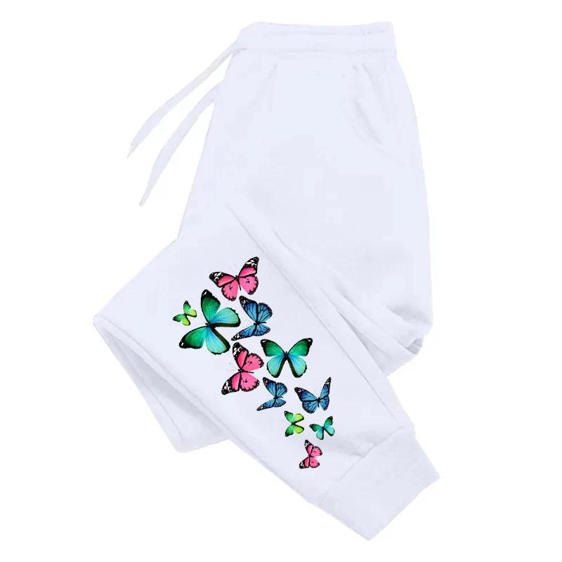Colorful Butterfly Printed Sweatpants for Women Ladies Casual Sport Jogging Pants All Season Outdoor Trousers