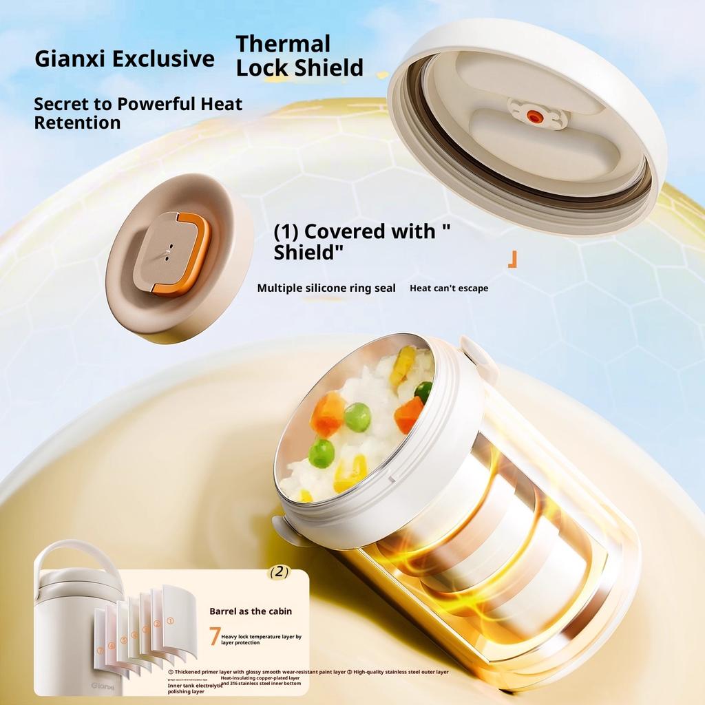 Gianxi Insulated Lunch Box For Office Workers Stainless Steel Large Capacity Bento Multi-Layer Lunch Carrier Bucket