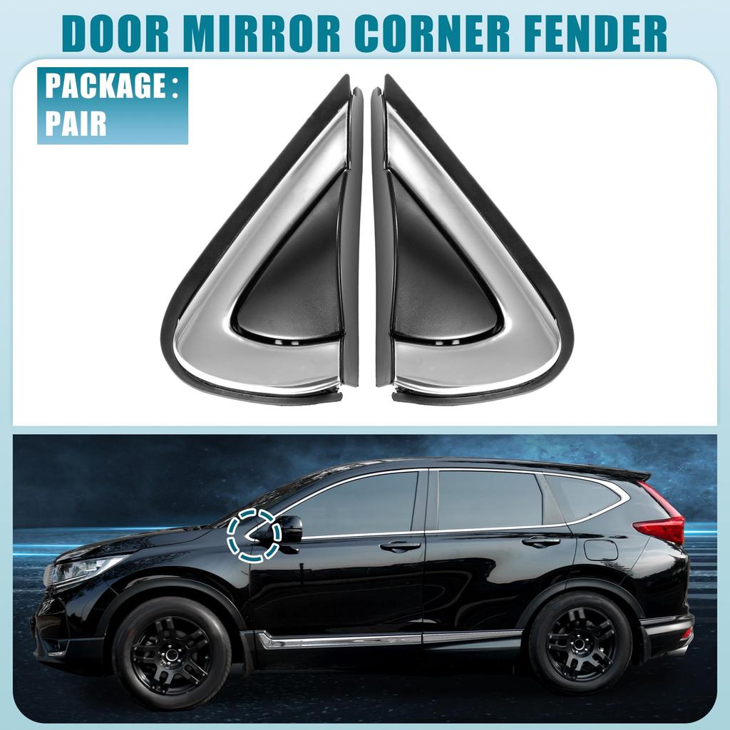 ABSOPRO Front Left and Right Door Mirror Corner Fender Triangle Cover Trim Rearview Triangle Panels for Honda CRV Black 1 Pair 2017-2019, Plastic,