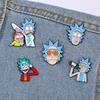 Funny Creative Cartoon Rick and Morty Metal Badge Comedy Animated Characters Alloy Drip Brooch