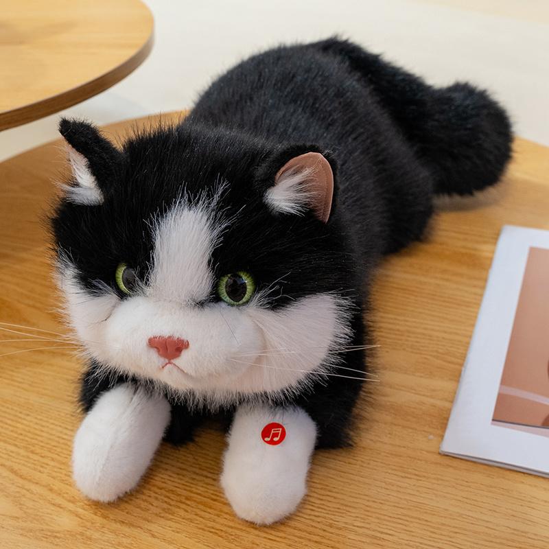 New Cute Simulation Lie prone Posture Cats Plush Toys Stuffed Soft Animal Cat Dolls for Children Baby Party Decor Birthday Gifts
