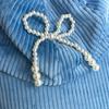 Pearl Bowknot Baseball Cap for Teens Girl Autumn Winter Corduroy Baseball Hat Fashionable Sun Hats for Women Casual Cap