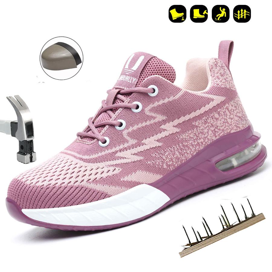 Women Safety Shoes For Work Safety Boots Breathable Steel Toe Puncture Proof Sport Work Sneakers Construction Security Boots