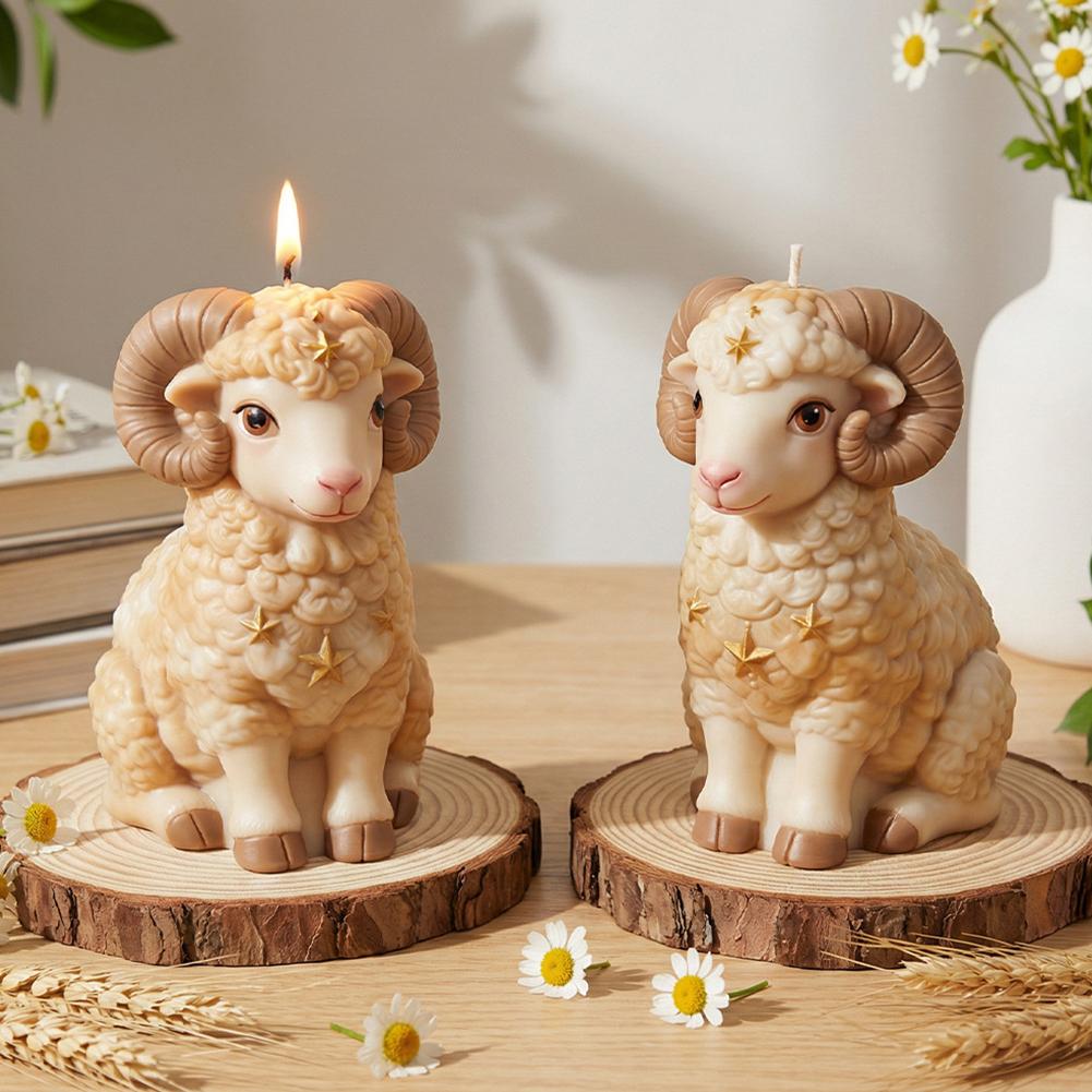 Cute Sheep Silicone Mold for Aromatherapy Candle Goat Soap Making Plaster Casting DIY Crafts and Gift