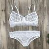 2 Teile/satz Sexy Hohl Durchsichtige Spitze Unterwäsche Set Sling Bh Mid-rise Slip Set Einfarbig Ultra-dünne unterwäsche Set