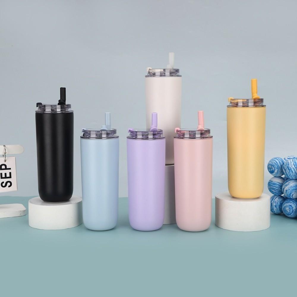 Copo Tumbler de Aço Inoxidável 304 300/480ml Com Alça e Canudo Garrafa de Água Infantil para Crianças Adultos