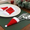 10pcs Mini Christmas Hat Red White Lollipop Candy Cover Cap Xmas Party Decoration Holiday Craft Supply Kitchen Bar Tools