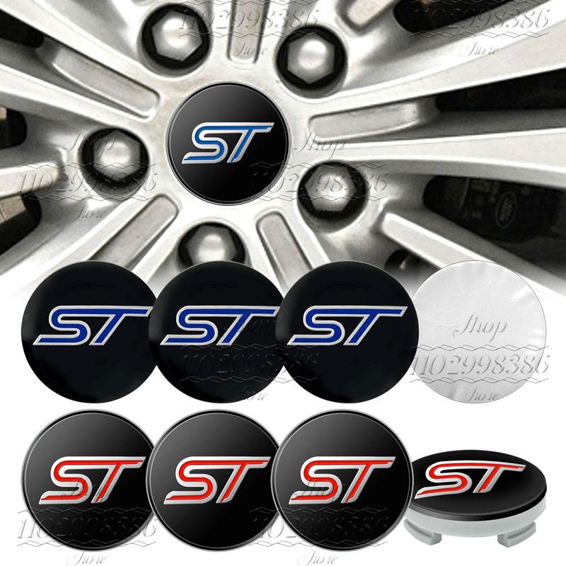 4Pcs Car Styling ST Emblem Wheel Center Hub Cover Sticker Rim Badge Accessories For Ford Focus Fiesta MK2 3 4 5 Kuga Mondeo Edge CVV1