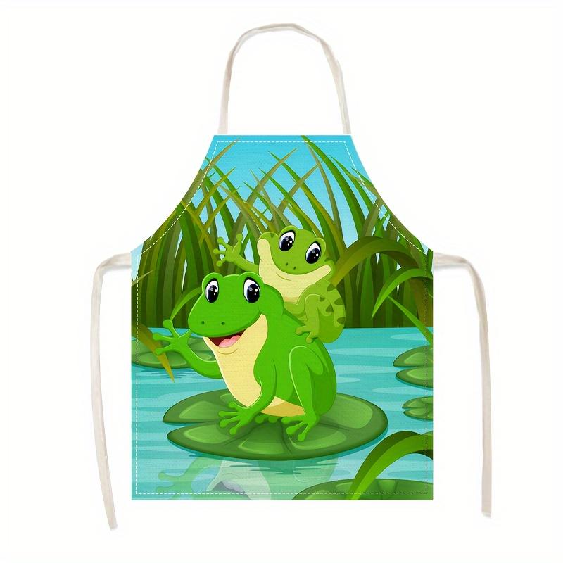 1pc Cute Little Frog Apron for Home Kitchen / Durable Work Apron for Outdoor Cooking And Barbecuing / Work Uniform 38X47cm(15X19in)