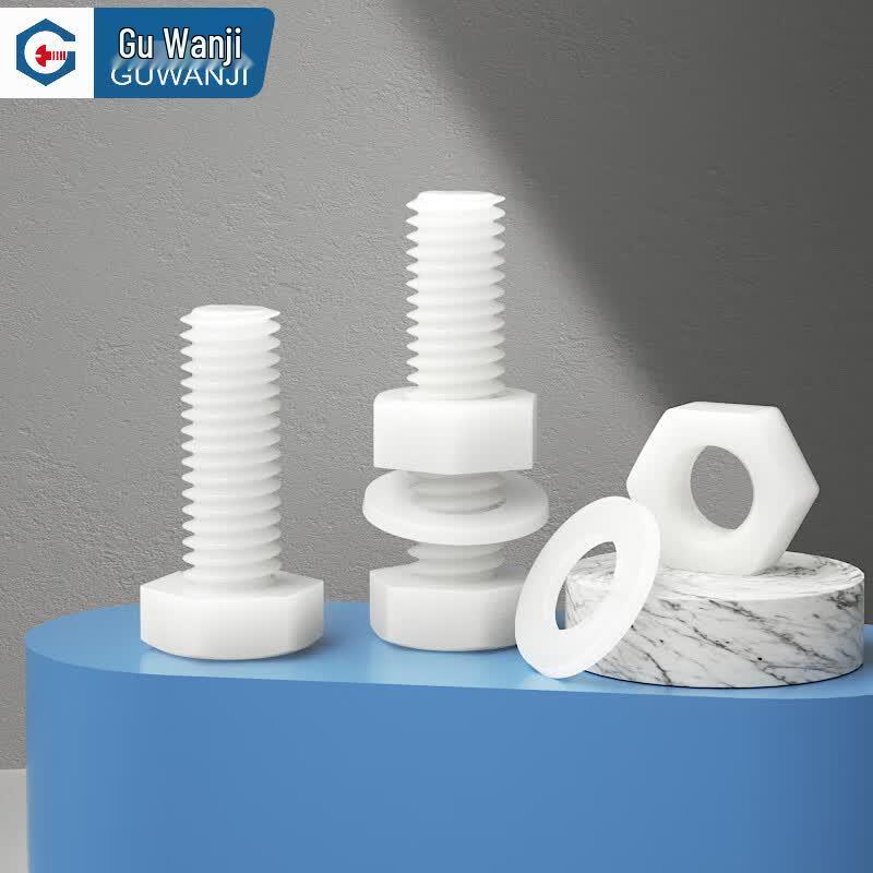 GUWANJI Nylon Hex Head Bolt, Nut, and Washer Set