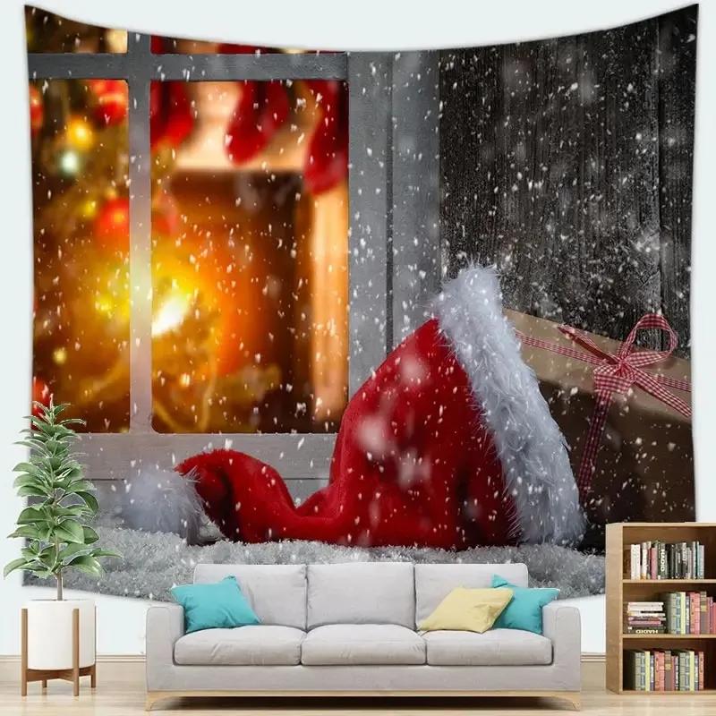 Рождественская тема Гобелен Спальня Гостиная Домашнее Рождественское Украшение 100x75cm — фото 10