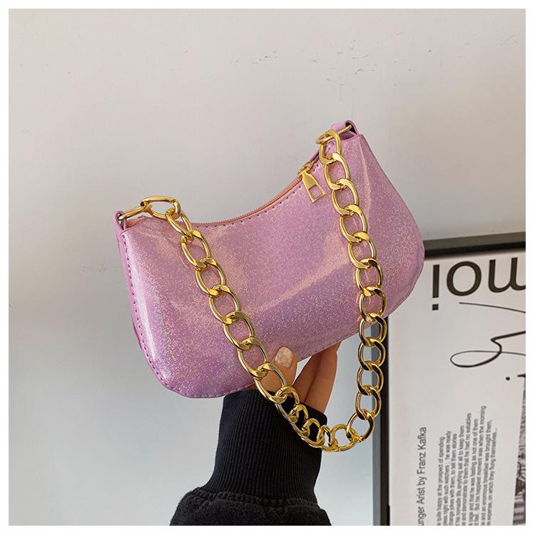 

Contrasting colors, fashionable and simple new winter trend personalized chain, one shoulder and underarm portable small square women s bag розовый