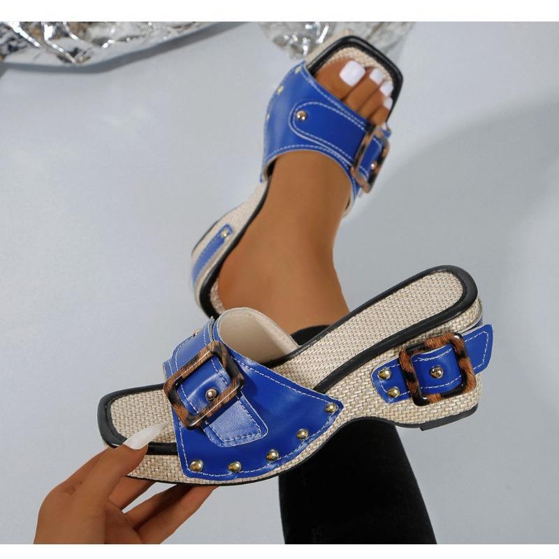 Women's Studded Platform Wedge Sandals, Plus Size Open Toe Casual Summer Outdoor Comfortable Daily Footwear