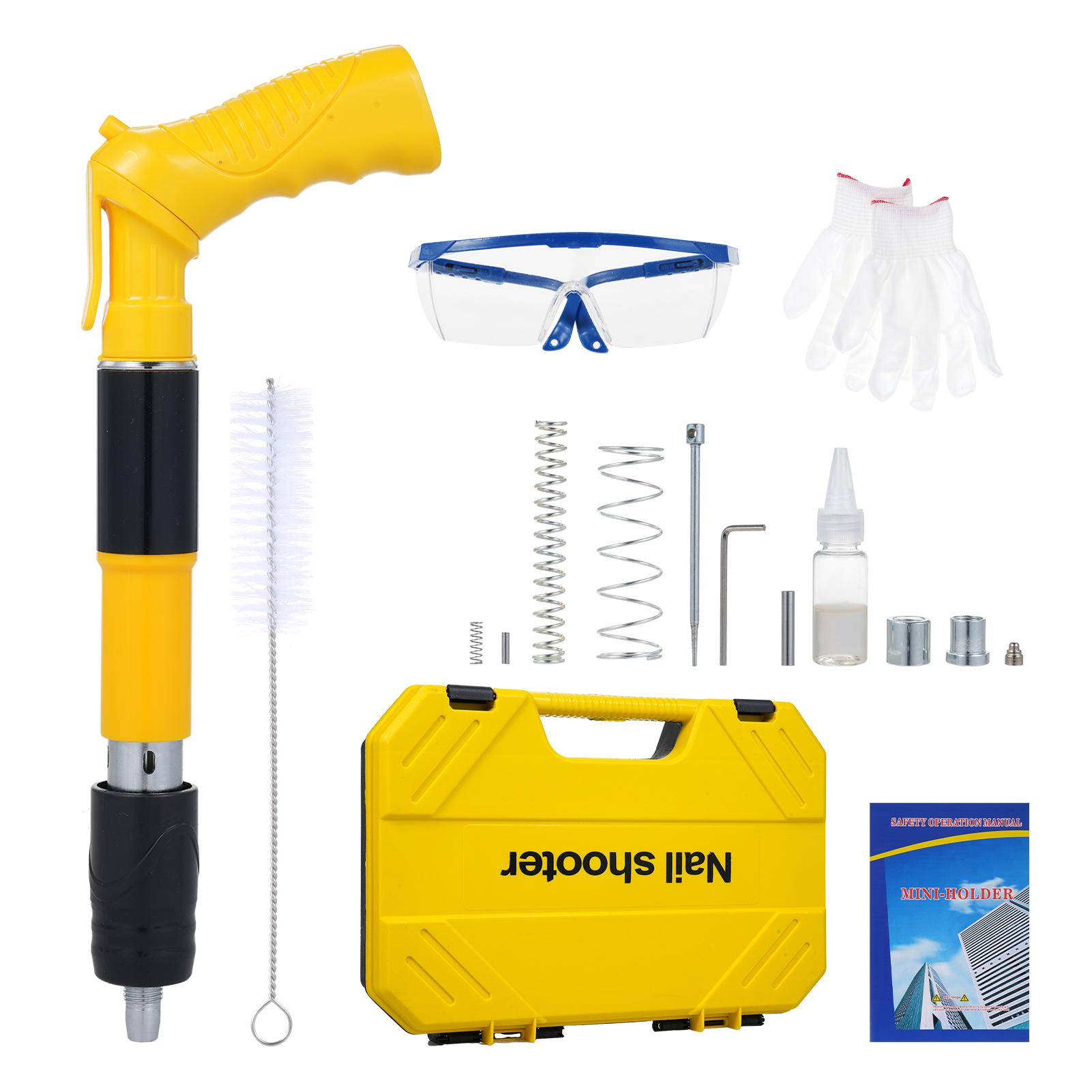 

Инструмент для крепления гвоздей к цементной стене, 5-скоростной регулируемый ручной стальной гвоздезабивной пистолет для бетона жёлтый