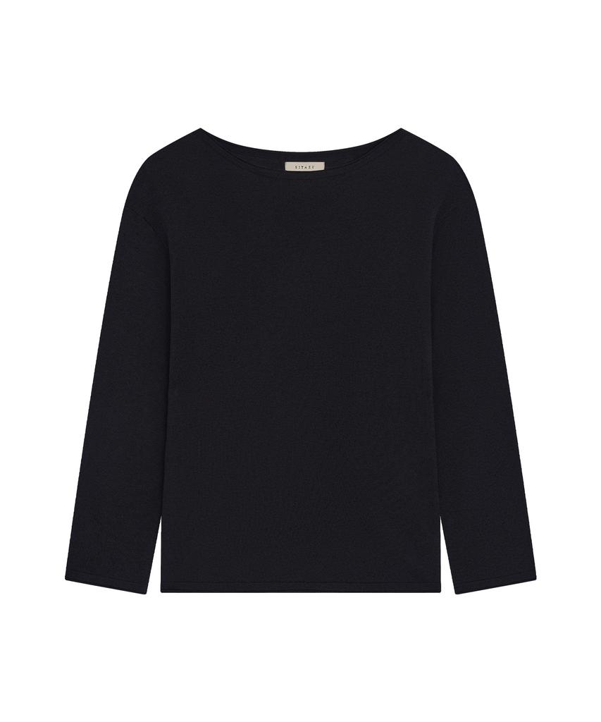 Siyajyu Sikn2194 Loose Fit Natural Boat Neck Knit_Black