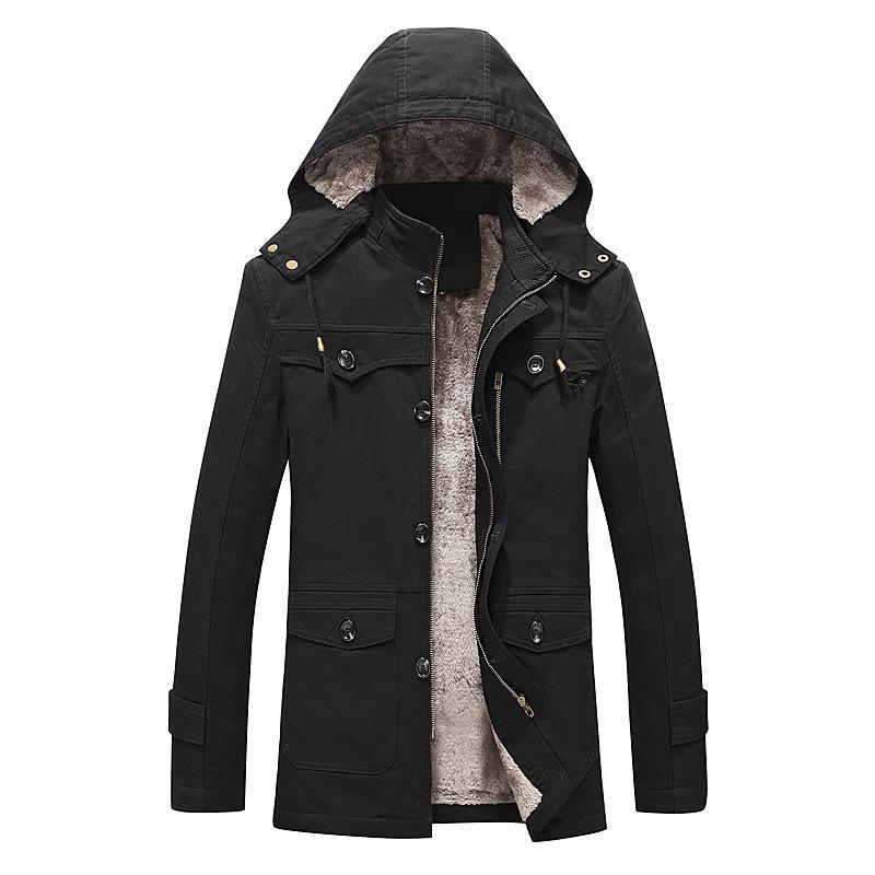 

Новая осенне-зимняя мужская бархатная утолщенная куртка из чистого хлопка, стираная, средней длины, с капюшоном 5XL