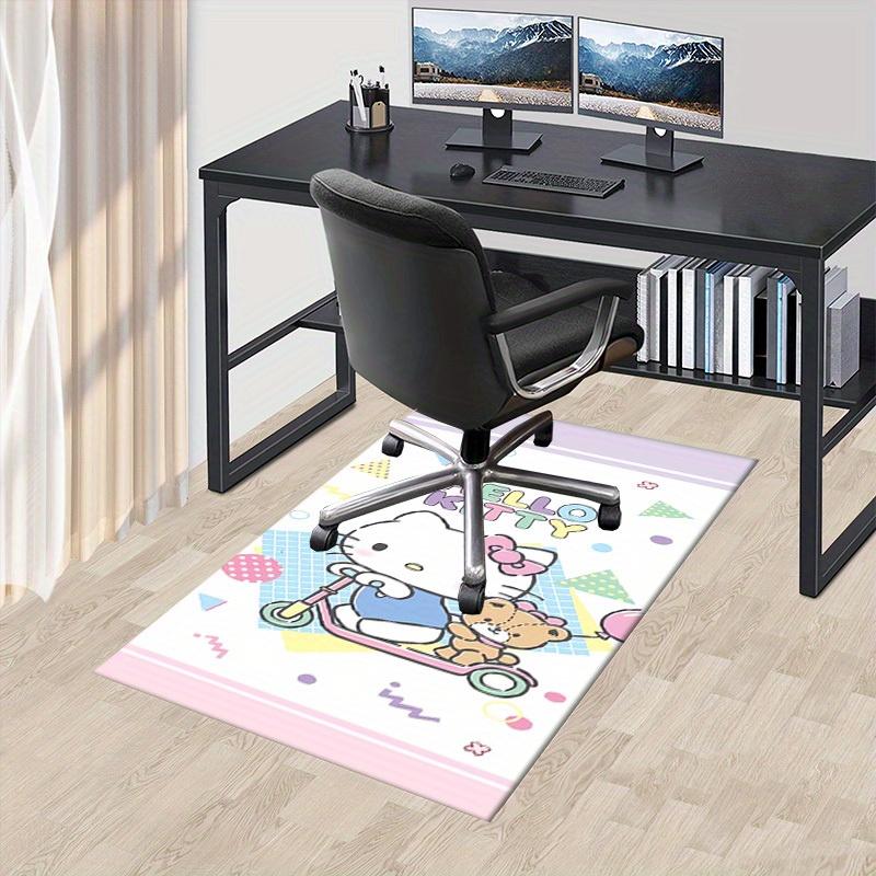 

1pc Hello Kitty Cute Cartoon Office Desk Mat Under Chair Rug Gift Universal Decorative Floor Carpet for Room Bedroom Living Room Study Table 60cm by 90cm