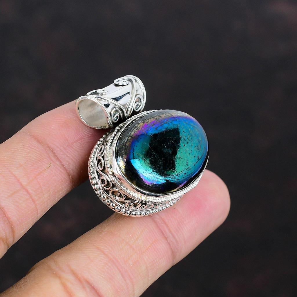 Mystic Fire Labradorite Pendant Natural Gemstone Jewelry 925 Sterling Silver Pendant Handmade Pendant Antique Vintage Jewelry Gifts For Wife