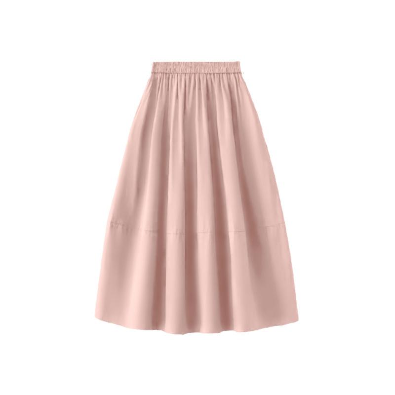 Bust skirt women's new summer high waist and thin umbrella skirt pleated Yamamoto skirt small apricot long skirt