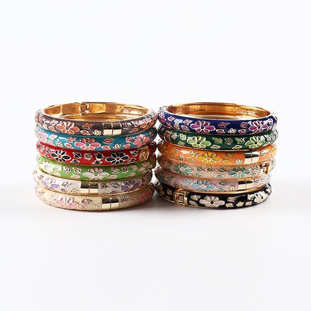 Colorful Vintage Cloisonne Bangle Traditional Women's Hand Bracelet Flower Bangle  Jewelry Gifts