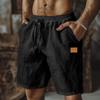 Men's Cotton Linen Shorts Elastic Waist Casual Solid Color Lace-up Running Fitness Sports Fifth Pants