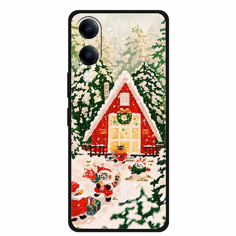 Christmas Case For Vivo Y04 Y04S Y37C Soft Silicone Phone Cover Funda For Vivo Y 04 04S 37C Black TPU Protective Bumper Casing