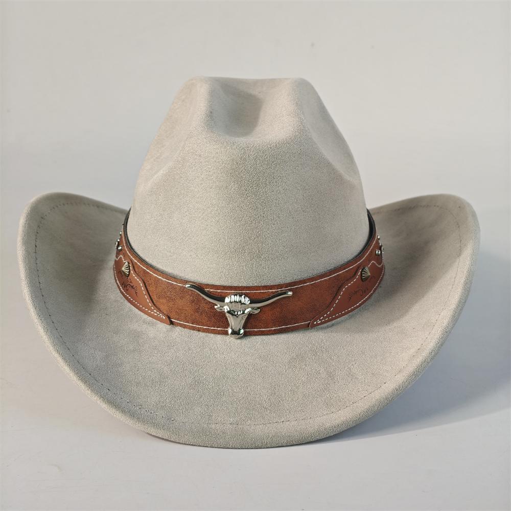 Bull Head Accessories Cowboy Hat For Women Men 7.5Cm Wide Brim Western Suede Hat For Cowboys And Cowgirls Sombrero Vaquero