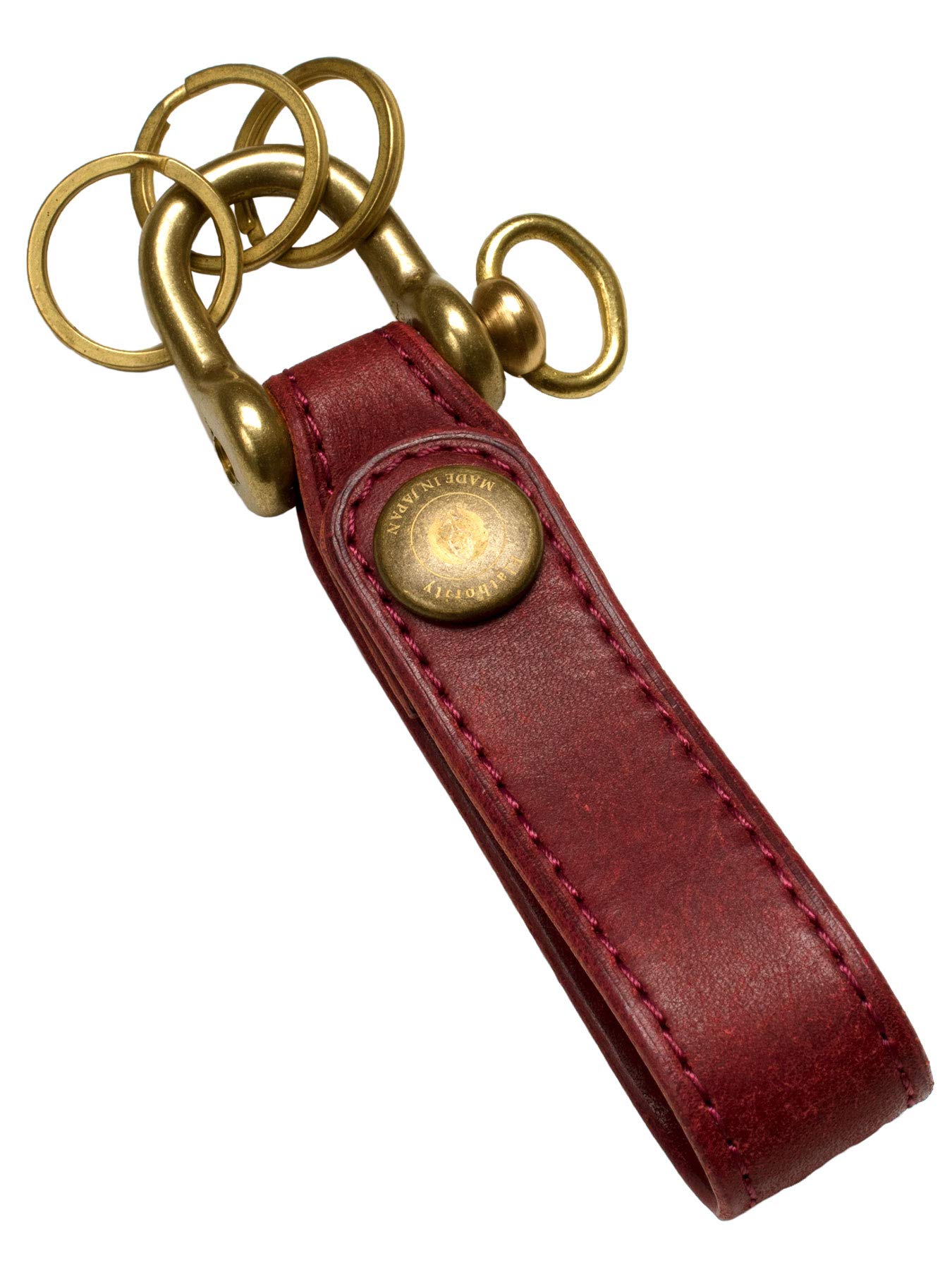 

LAND Land key holder key chain genuine leather Wine [Flathority] FP-509 винний