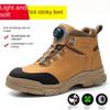 Safety Shoes Button Safety Shoes Steel Bag Head Anti-smashing and Stab-proof Midsole Labor Insurance Men's Wear-resistant Work Shoes