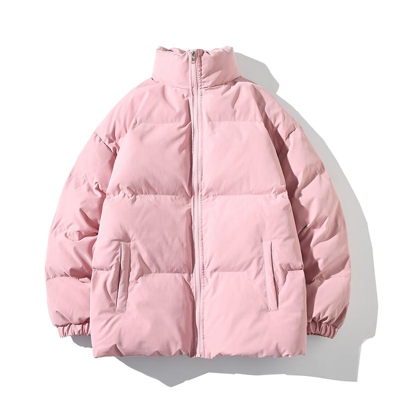 Streetwear Oversize Stehkragen Warme Damen Winterjacke Einfarbig Parka Mode Lässige Wintermäntel
