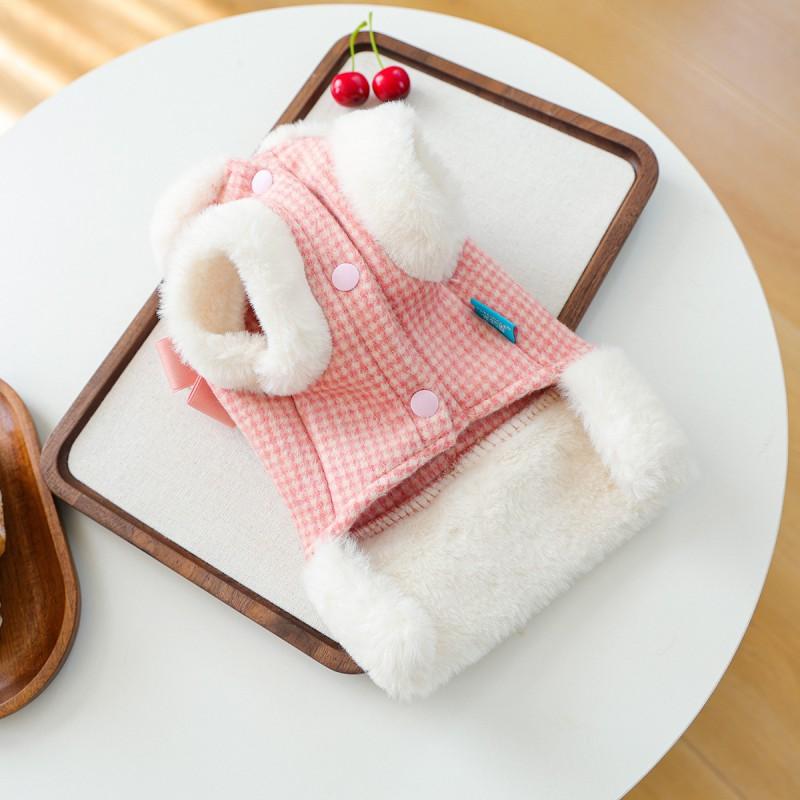 Warm Pet Vest Small Dogs Cats Winter Coat Lightweight Fleece Lined Puppy Jacket Pink Heart Style