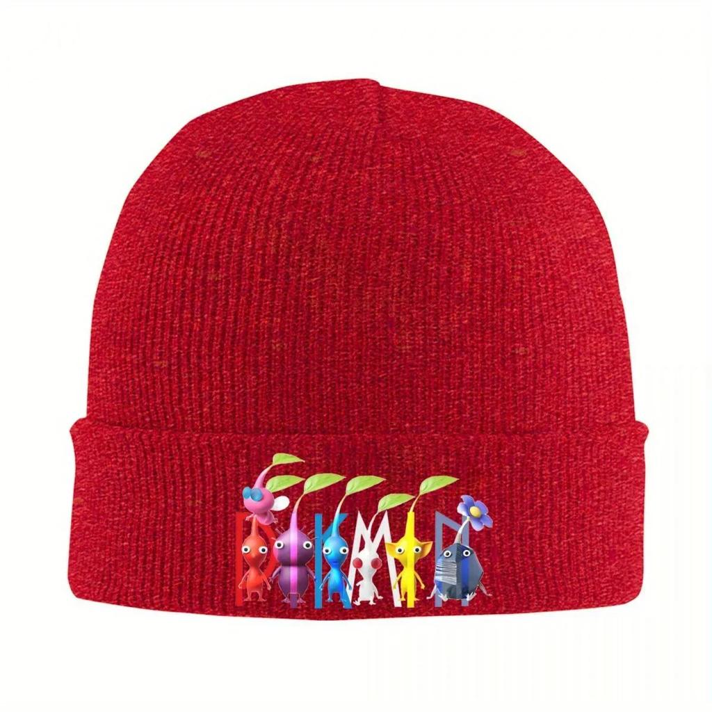 New Pikmin Cartoon Knitted Hat Womens Unisexs Skullies Beanies Autumn Winter Hats Video Game Warm Cap