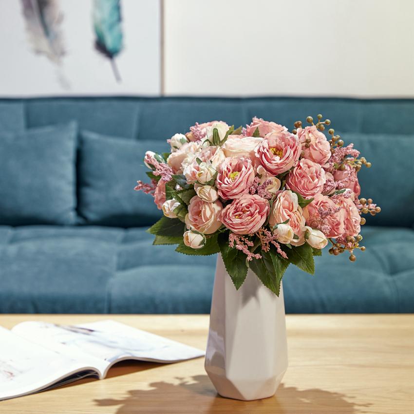 1/4pcs Artificial Flowers Peony Home Wedding Room Decor Festival Party Garland Material Diy Gift Box Indoor Furnishing Silk Rose