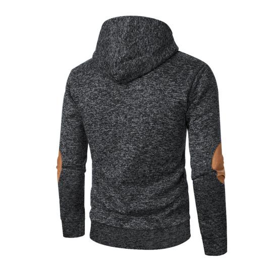 Men Fleece Lined Hoodie Warm Casual Sweatshirt with Button Hood Cozy Thickened Pullover for Autumn Winter Daily Wear Sports School Street