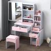 Compact Modern Makeup Dressing Table with Sliding Mirror and Integrated Storage
