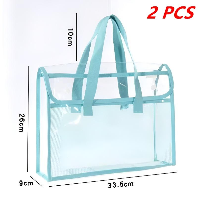 Large Capacity Portable Transparent Handheld Folder Expandable File Storage Bag PVC Self-adhesive File Bag Document Organizer