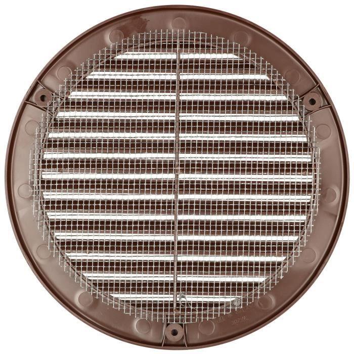 Grille d'aération - KOTARBAU - Ronde - Fi 150 mm - Marron - Moustiquaire intégrée
