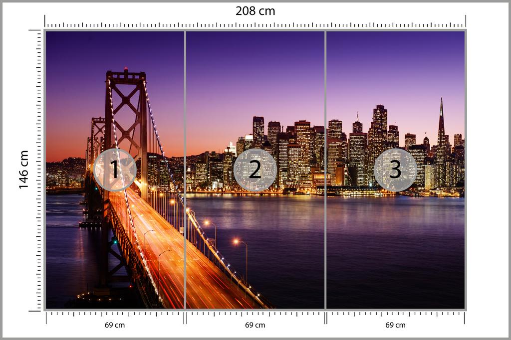 Photomural Bridge At Night Smooth Vinyl 208x146