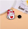 Romantic confession cartoon cup, cat brooch, cute pink hearted little cat cluster for couples' clothes, bags and cartoon badges