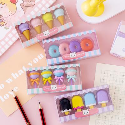 4 kusy/krabice Kawaii Lízátko Sweety Ice Cream Studentské psací potřeby Školní kancelářské potřeby Děti Gumy Pro děti Guma na tužky