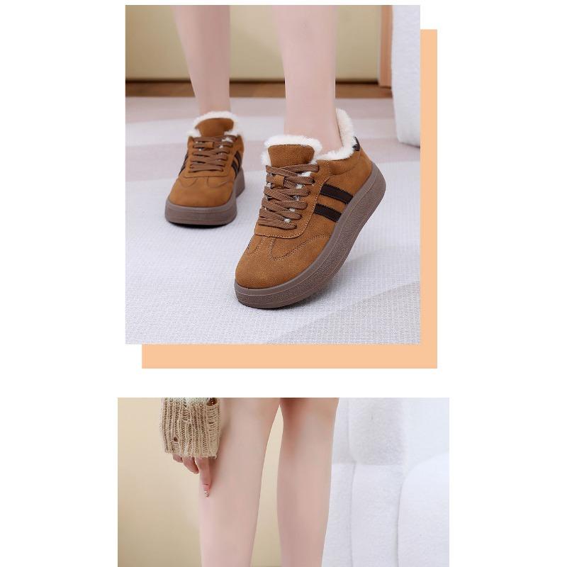 Dámské tenisky na platformě inspirované sportovní obuví, zimní boty podšité umělou kožešinou, retro módní ležérní teplé nazouvací boty pro ženy