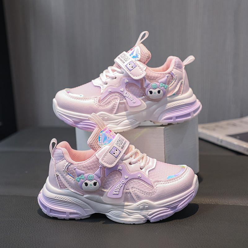 Girls' Kuromi Velcro Sneakers, Soft Sole, New Autumn Breathable Casual Shoes, Children's Single Shoes, Trendy