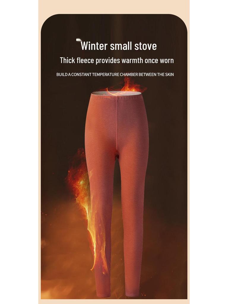 Extra Thick Silk Wool Fleece-Lined Women's Warm Leggings for Autumn/Winter